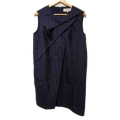 ENFOLD(エンフォルド) ワンピース サイズ38 M レディース美品  - ネイビー ノースリーブ/ひざ丈/ストライプ