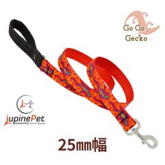 LUPINE25mm幅120cmパッド付きリード　ゴーゴーゲッコー柄Go Go Gecko アメリカ製　中型犬用大型犬用