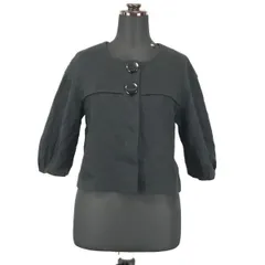 2.5万タグ付新古品★アプワイザーリッシェ★七分袖ジャケット【レディースM/2/黒/ブラック】日本製/Made in Japan◆BG627<sale>