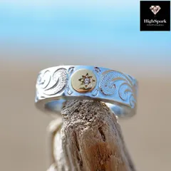 新作 ハワイアンジュエリー  太陽 月 星 リング 指輪 刻印 サン スクロール 波 サージカル ステンレス