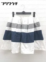 ◇ Lois CRAYON サイドジップ ボーダー ミニ プリーツ スカート サイズM ホワイト グレー ネイビー レディース 【中古】 【1002798903661】