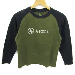 エーグル 長袖Ｔシャツ トップス ラグラン袖 ロゴT 日本製 メンズ XSサイズ カーキ AIGLE 【中古】