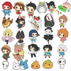 【在庫処分】DIY子供用ダイヤモンドペインティングステッカーセット楽しいDIYダイヤモンドアートステッカー子供用アートステッカーDIYクリエイティブダイヤモンドステッカー子供大人初心者絶妙なギフト（アニメシリーズダイヤモンドアートステッカータイプD） 5D