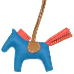 エルメス HERMES バッグチャーム ロデオPM アニューミロ ブルーザンジバル×ローズテキサス×ゴールド 黒 サーモンピンク 茶  Y刻印【中古】