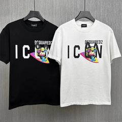 【DSQUARED2】ディースクエアード 2色選択可能 新品  Ｔシャツ  男女兼用 春夏  半袖 黒 白 ブラック ホワイト ZXC210