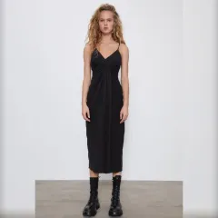 ZARA(ザラ) ドレープ ドレス ミディ ワンピース