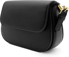 MNOA. ミニショルダーバッグ PUレザー 斜めがけ 横型 長さ調節可能 2way マグネット おしゃれ 可愛い シンプル デザイン レディース プレゼント ギフト( ブラック)