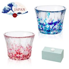 津軽びいどろ 盃ペア 春の雫 夏の雫 ギフトボックス入り かわいいおちょこ お酒 冷酒 お猪口 お茶 デザート 結婚 誕生日 引っ越し 退職 お祝い おしゃれプレゼント 贈り物 手作り 日本製