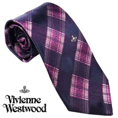 ヴィヴィアン・ウエストウッド ネクタイ チェック系 フクシア イタリー製 シルク100％ AW23 81050004-W00ST-G410-FUCHSIA