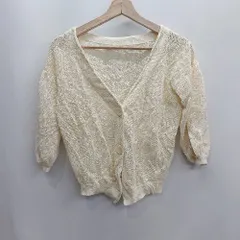 ◇ ⊂ mystic ミスティック 五分袖 カーディガン サイズF アイボリー系 レディース E  【1501160033307】