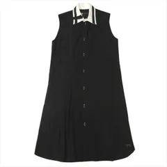 美品 ワイスリー Y-3 ヨウジヤマモト YOHJI YAMAMOTO ノースリーブ シャツ ワンピース ドレス カットソー リボン プリーツ ロゴ S 黒 ブラック レディースのサムネイル