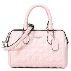 コーチ バッグ COACH スムースレザー シグネチャー 型押し ミニ ローワン サッチェル 2WAY クロスボディ ボストンバッグ ブラッシュ CY743