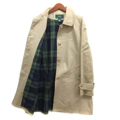 ローレン ラルフローレン LAUREN RALPH LAUREN コットンツイル ステンカラー コート 裏地タータンチェック ベージュ S ☆AA★のサムネイル