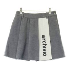 サイズ：38 ARCHIVIO アルチビオ 裏地付き プリーツスカート グレー系
