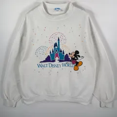 古着 80's/80年代 ヴィンテージ ディズニー Disney USA製 スウェット ミッキーマウス クルーネック ラバープリント XL  ホワイト メンズ