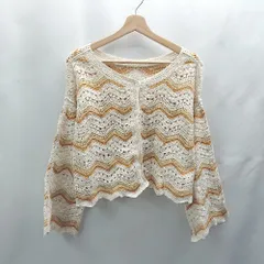 ◇ ⊂ RETRO GIRL レトロガール クロップド丈 長袖 ボレロ サイズF オレンジ系 アイボリー レディース E  【1503050020855】