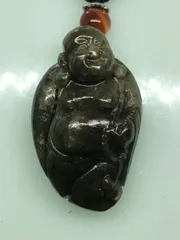 和田玉 3D布袋弥勒彫刻 鑑定書付きネックレス 1303-2/3