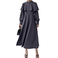 【新着商品】レディース 長袖 ロングワンピース フリル チュニックドレス レトロ a ワンピース ライン シャツワンピース 大きいサイズ きれいめ マキシ丈 カジュアル ファッション 体型カバー [CCGGOWMM] ゆったり 着痩せ 普段着 お出かけ 通勤