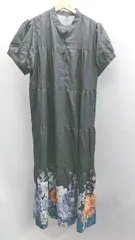 ◇ ⊂ YBN YIBU NUO 花柄 半袖 ロング ワンピース サイズ表記なし ブラック レディース E  【1411210002057】