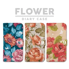 全機種対応 手帳型 スマホケース No.9 バラ 薔薇 ローズ 花柄 総柄 フラワー iPhone アンドロイド AQUOS Galaxy Xperia Google Pixel arrows OPPO ケース カバー 折りたたみ
