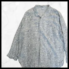 総柄プリントシャツ 春秋 ユニセックス レトロモダン