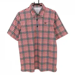 【超美品】ナイキ 半袖ポロシャツ レッド×黒×白 チェック  メンズ L ゴルフウェア NIKE