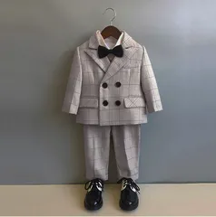 男の子 スーツ 子供スーツ キッズフォーマル 七五三 子供 5点セット 卒園 入園 小学生 フォーマル 入学式 卒業式 結婚式 発表会 演奏会 誕生日 プレゼント お呼ばれ 80 セットアップ 上下セット 可愛い おしゃれ チェック柄 dm121t2