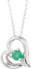 アライブ ネックレス レディース ペンダント シルバー925製 金属アレルギー対応 オープンハート ストーン 誕生石(エメラルド)