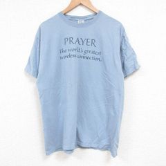 L/古着 半袖 ビンテージ Tシャツ メンズ 00s メッセージ コットン クルーネック 薄紺 ネイビー 25jun06 中古