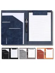 バインダー A4 クリップボード 2つ折り PU レザー 革 多機能 (ブルー) [ブルー]