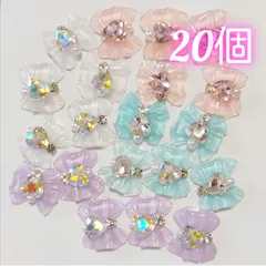 No.14　ネイルパーツ　リボン　4色　20個　セット