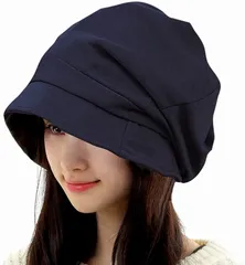 FireflyShop(ファイアフライショップ) レディース キャスケット 大きめサイズ ダウンハット 帽子 折りたたみ可 オールシーズン 日よけ( ネイビー,  56.0-60.0 cm)