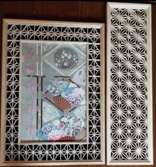 191 麻の葉組子 吹き抜け2枚一組 木製額縁 【公式通販】