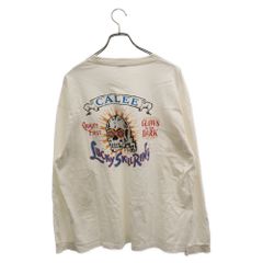 CALEE (キャリー) バックプリント クルーネック 長袖 カットソー Tシャツ ホワイト