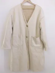 ■ NICE CLAUP ナイスクラップ リバーシブル フェイクファー 長袖 ロング コート サイズF ベージュ レディース P  【中古】 【1211090001450】のサムネイル