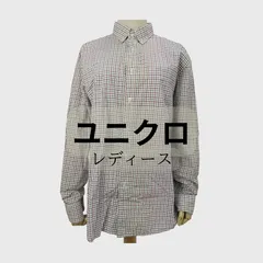 M1-01242 【Women】ユニクロ 長袖シャツ (L) /赤・グレー・白 チェック G