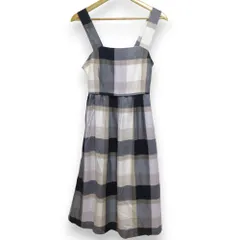 未使用 BLUE LABEL CRESTBRIDGE ブルーレーベルクレストブリッジ チェック柄 背開き バックリボン マキシ丈 ワンピース 38 マルチカラー レディース 古着 中古 USED