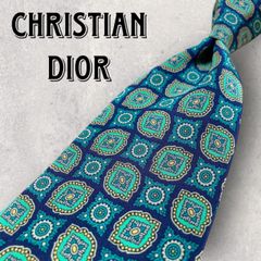 Christian Dior ディオール パネル柄 小紋柄 ネクタイ グリーン