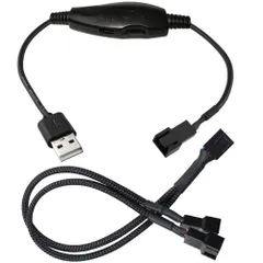 新品 Kiligen 12V 電圧ステップアップ USB から 3 ピンおよび 4 ピン PC ファン スリーブ電源アダプタ ケーブル+スプリッタ ケーブル 1 から 2、スイッチおよび速度レギュレータ付き