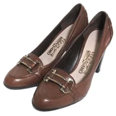 美品 Salvatore Ferragamo サルヴァトーレフェラガモ レザー ガンチーニビット ハイヒール パンプス 6.5C 24cm相当 ブラウン レディース 古着 中古 USED