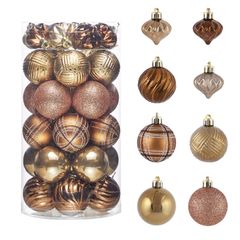 豪華 ゴールド・コッパー 5cm オーナメント 35個 セット ボール ボールクリスマス ツリー クリスマス 飾り 飾り付け 北欧風 おしゃれ ゴージャス Madelyn レッド ゴールド Valery 金銅色