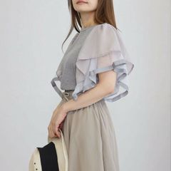 エアリーティアードフリルスリーブトップス　Tシャツ　カットソー