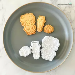 節分に！かわいい鬼と金棒と豆のクッキー型 3点セット　《鬼・こん棒・大豆・升》