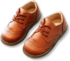 Lezalic キッズ ベビー フォーマル シューズ ローファー レザー風 卒園式 入学式 結婚式 発表会 七五三 男の子 女の子(ブラウン,  18.0 cm)