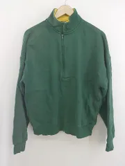 ◇ FREAK'S STORE フリークスストア 裏起毛 ハーフジップ 長袖 スウェット トレーナー サイズF グリーン レディース E  【1304260004600】