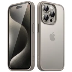 【数量限定】JEDirect マットケース iPhone15ProMax 6.7インチ用 (15 Pro Max) 耐衝撃性ミリタリーグレードの落下防止 つや消しの半透明の背面電話カバー 指紋防止 (ナチュラルチタニウム)