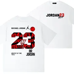 バスケットボールスター マイケル・ジョーダン 23番 プリントTシャツ メンズ 夏用 半袖 ゆったり スポーツファッション ホワイト