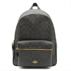超美品 COACH コーチ シグネチャー PVC レザー リュック バック パック ブラウン ブラック かばん 鞄 カバン a9679