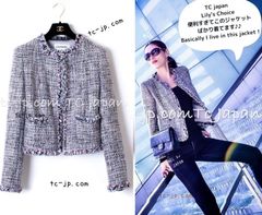 【美品✨】CHANELシャネル★ジャケット★ツイード★34★リボン 2024年 春夏 CHANEL シャネル ノーカラージャケット ツイード