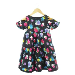 アナスイ ANNA SUI mini ティアードワンピース ワンピース 半袖 オープンショルダー パフスリーブ プリント 花柄 グラフィック ガール 女の子 120 黒 ブラック /CK13 ■GY19のサムネイル